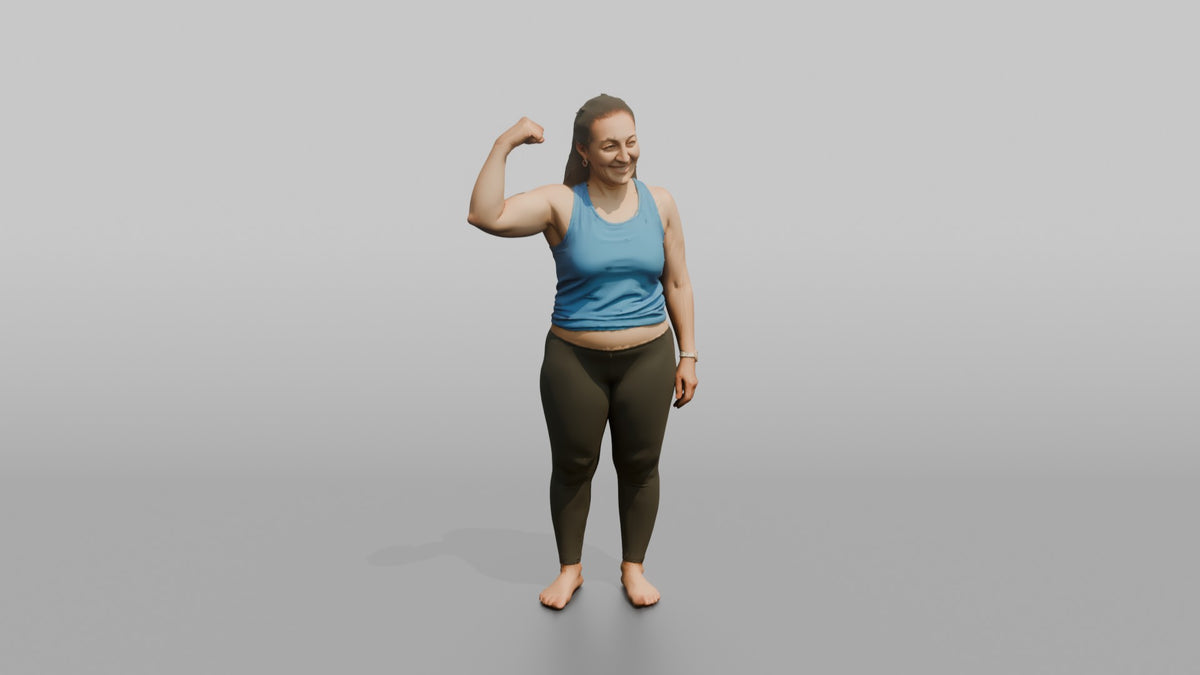 Physique Model Woman Flexing One Arm To Show Off The Bicep - 3D character model