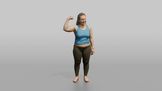 Physique Model Woman Flexing One Arm To Show Off The Bicep - 3D character model