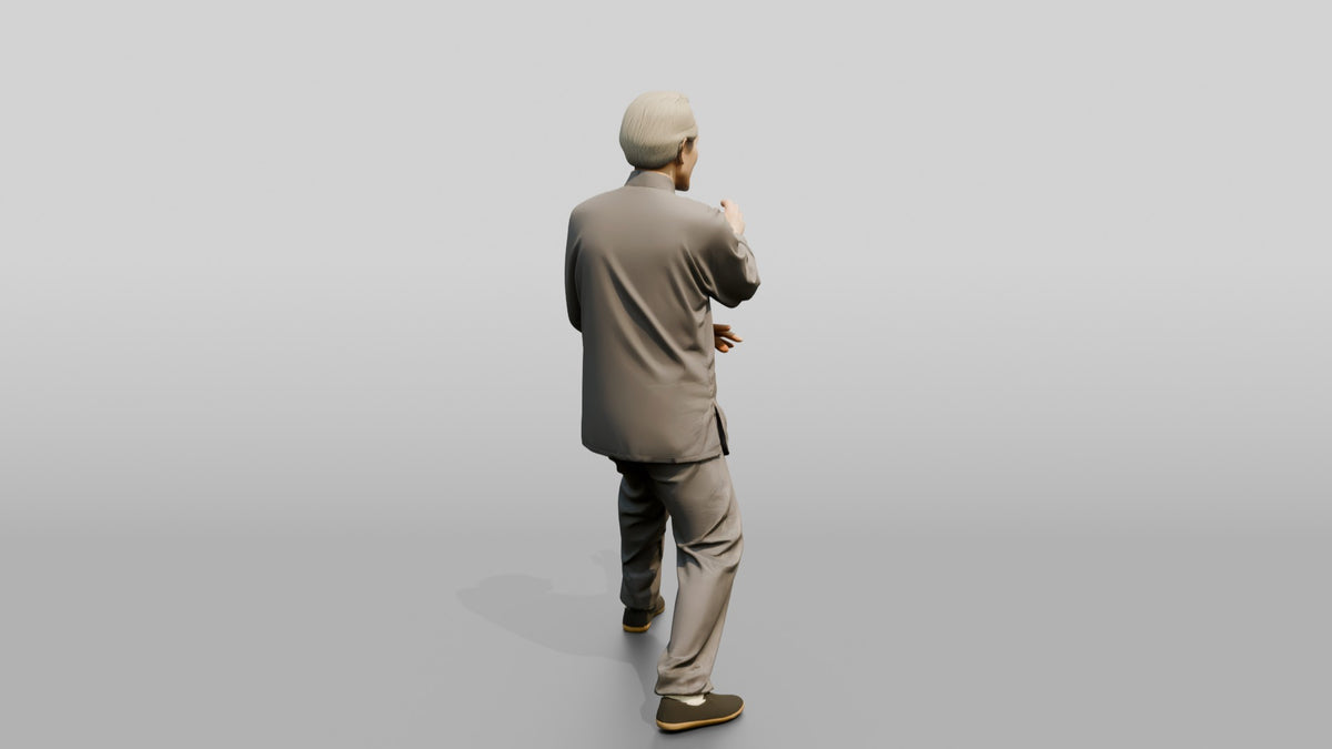 Elderly Chinese Man Practicing Tai Chi - 3D character model, view 3