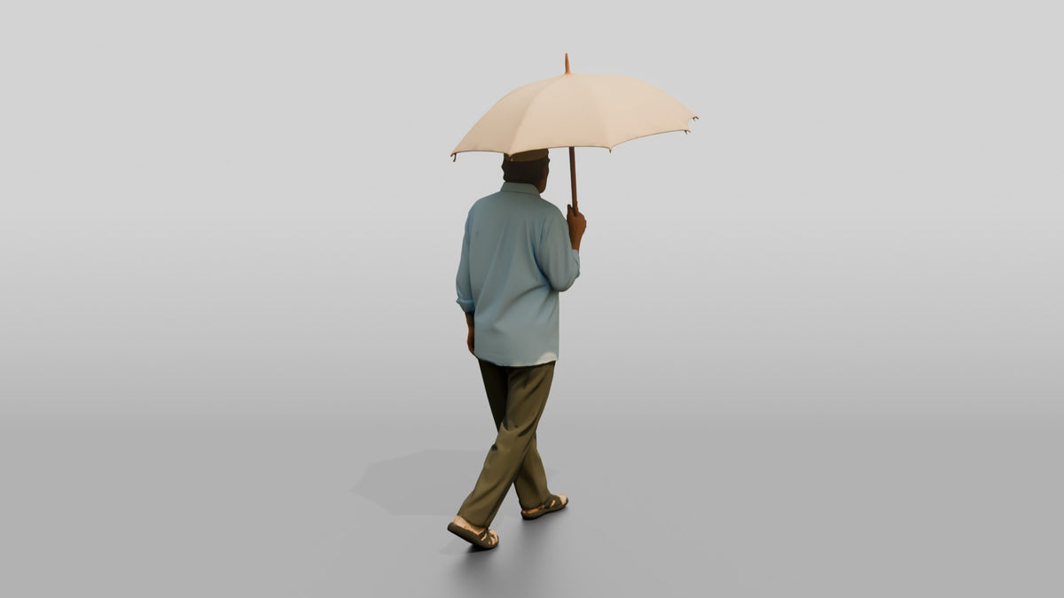Elderly Slender Persian Man in a Taqiyah Cap - 3D character model, view 3