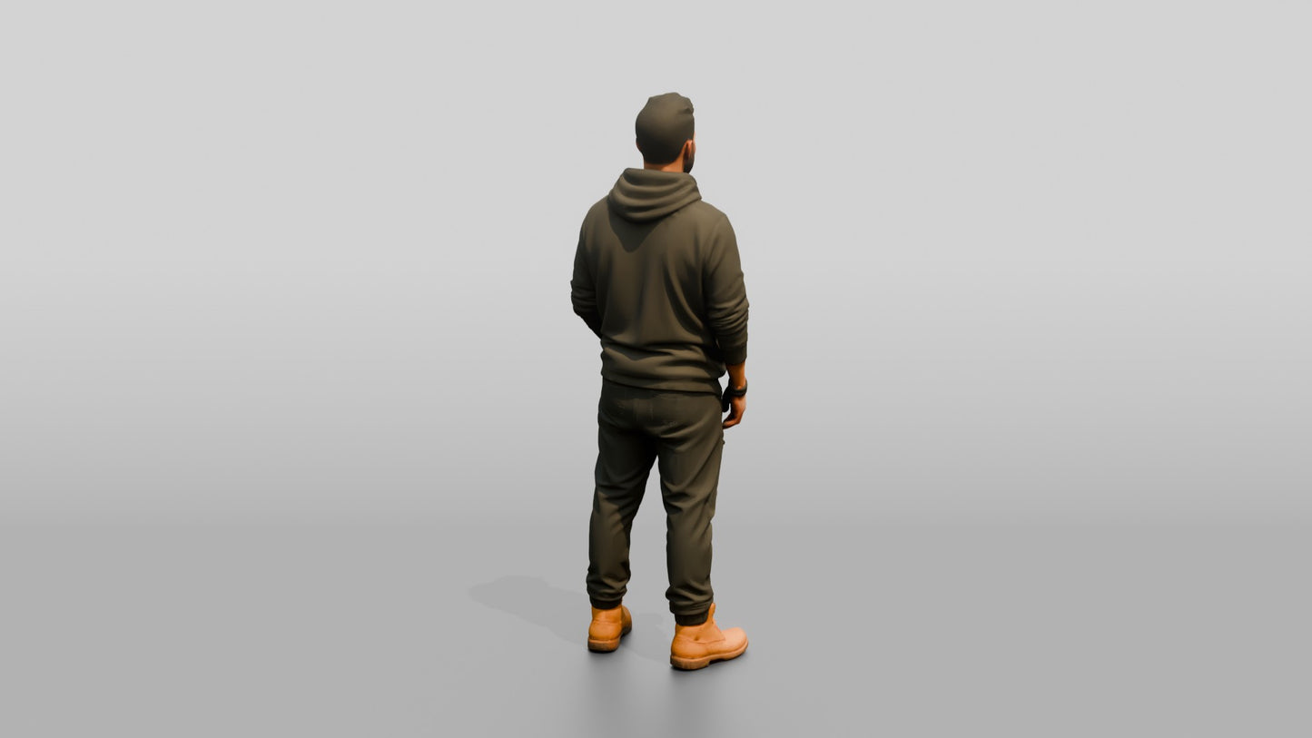 Latino Man in Graphic Hoodie and Timberlands