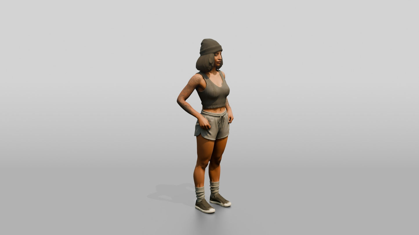 Woman in Beanie Standing with Hands on Hips