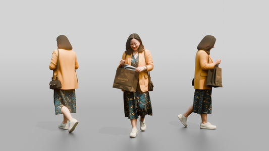 Chinese Woman Shopping in Stylish Outfit - 3D character model