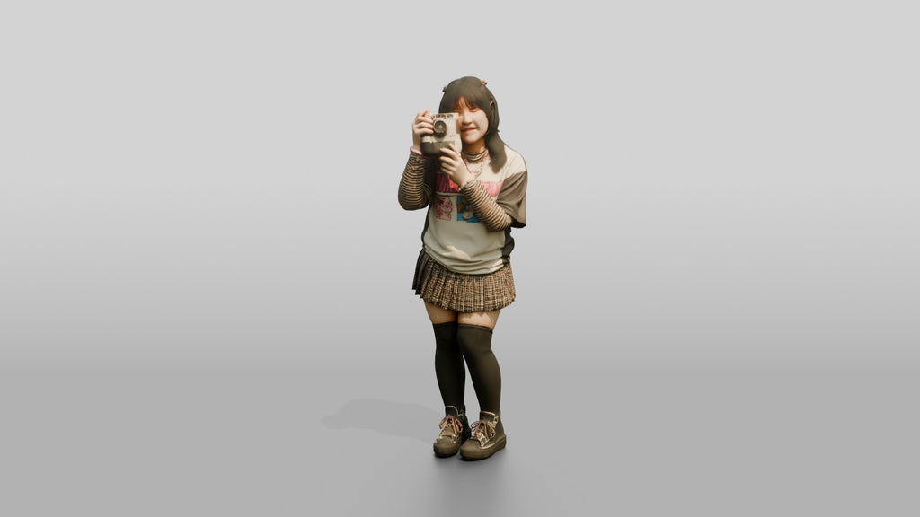 Asian Woman with Retro Camera