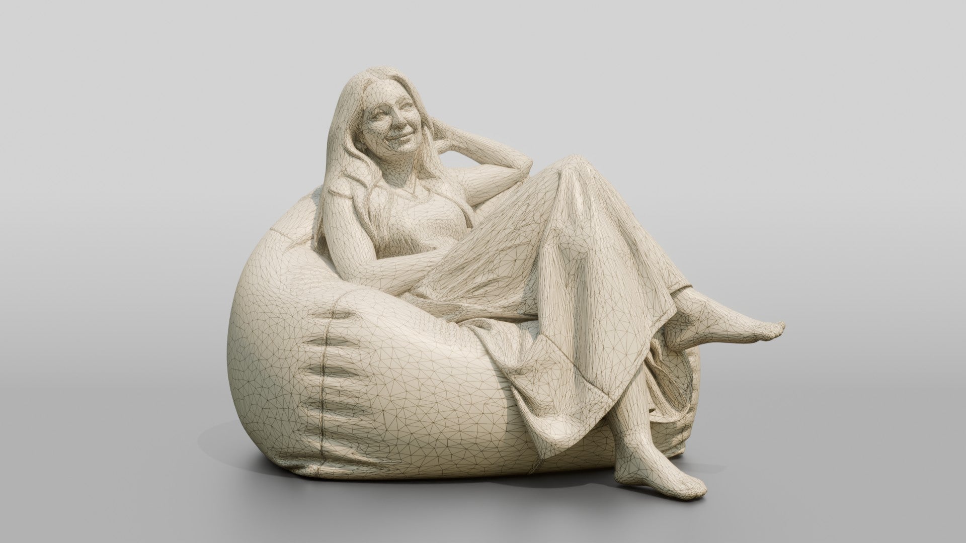 Woman Lounging on a Bean Bag