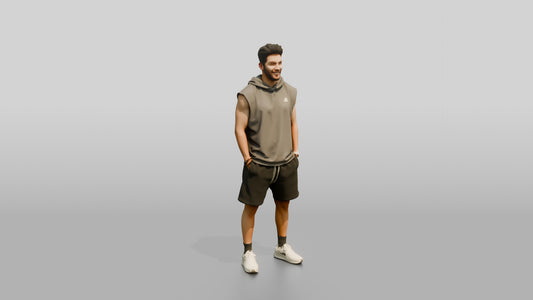 Multicultural Man Relaxed Pose on the Boardwalk - 3D character model, view 1