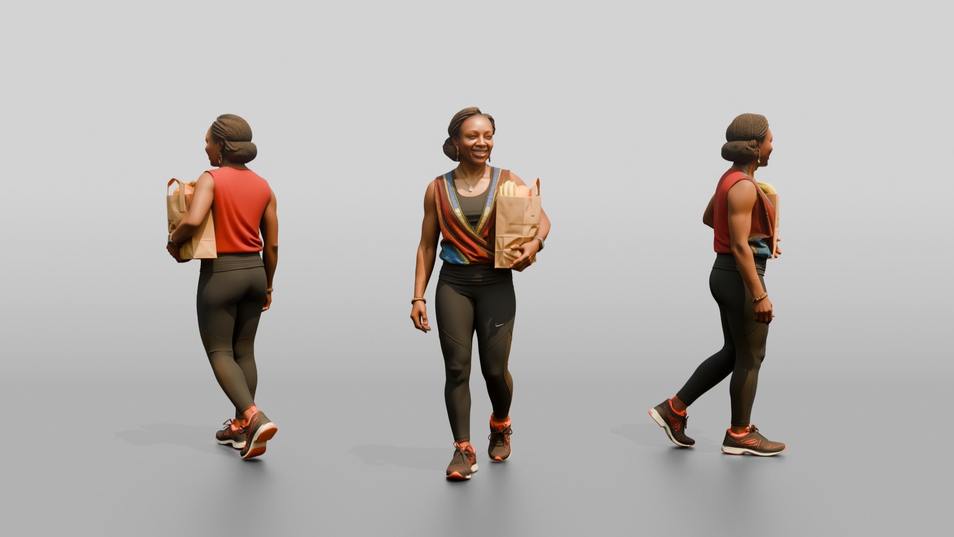 Athletic African Woman Carrying Groceries