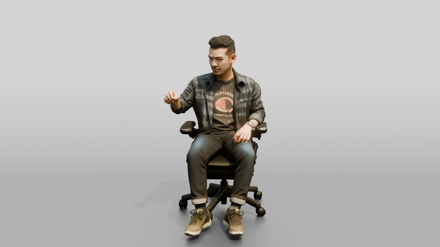 Man Gesturing from an Office Chair