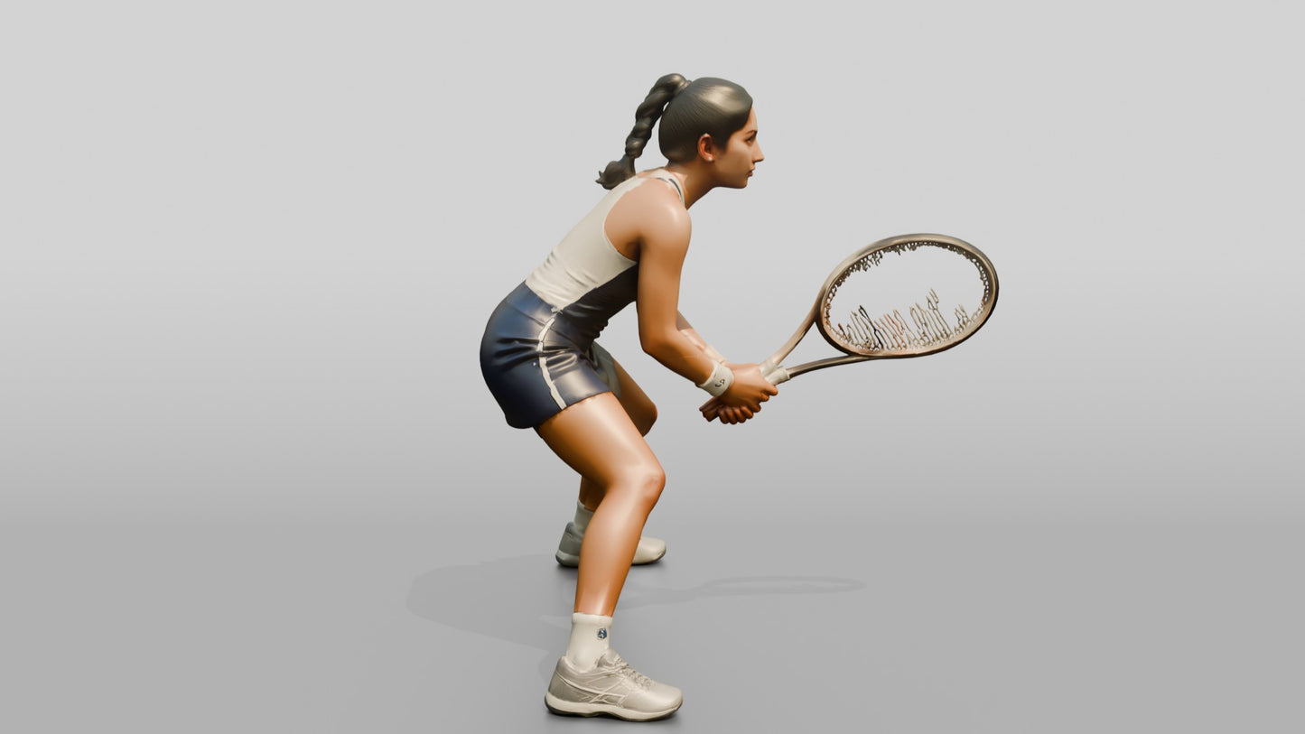 Female Tennis Player in a Low Baseline Ready Stance