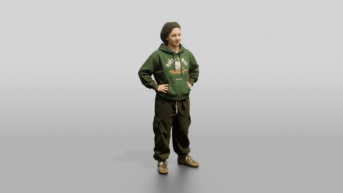Skater Style Woman in Hoodie