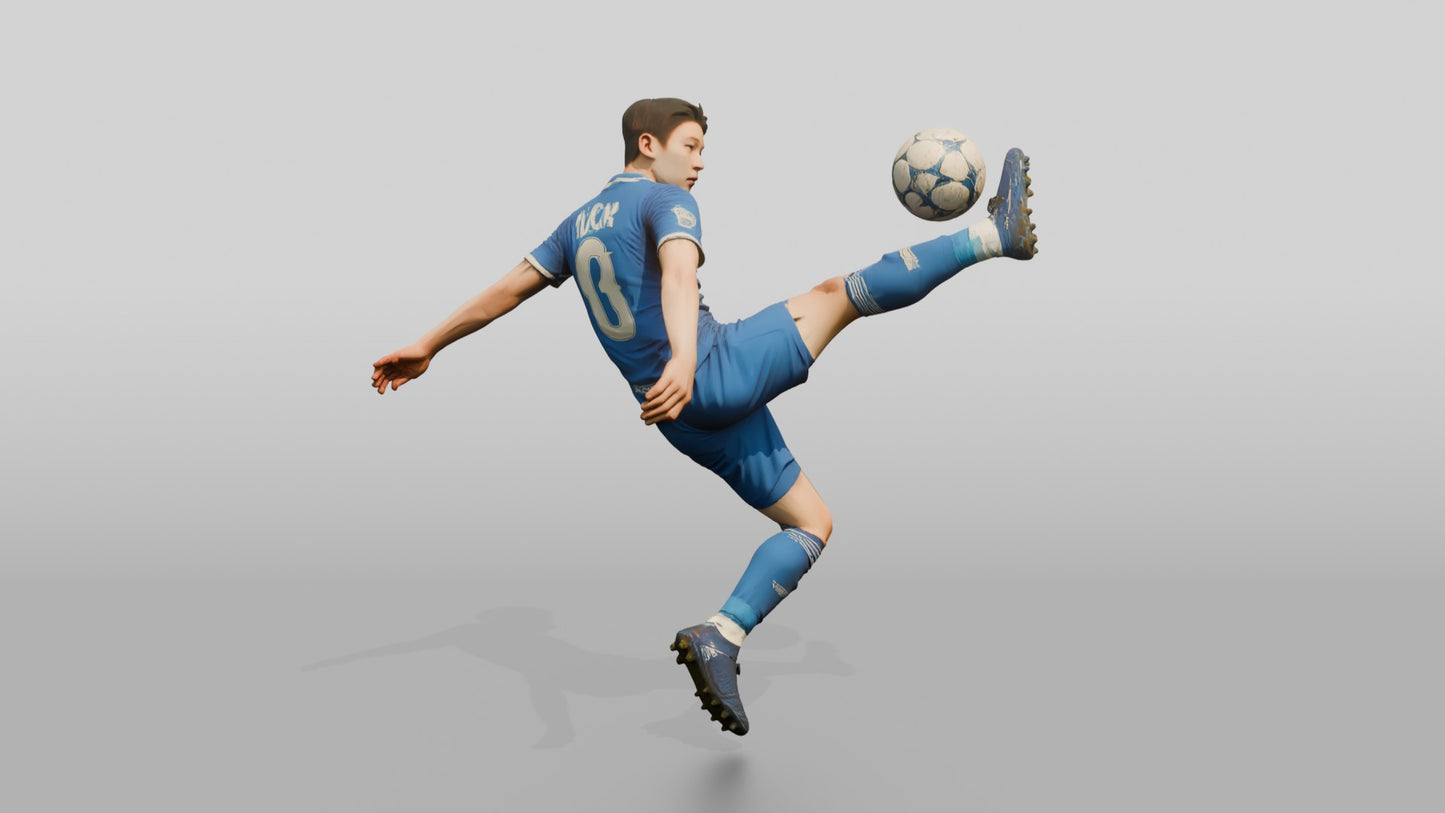Soccer Player High Clearance Kick