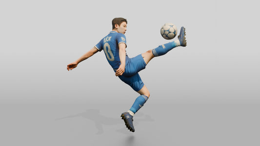 Soccer Player High Clearance Kick - 3D character model, view 1