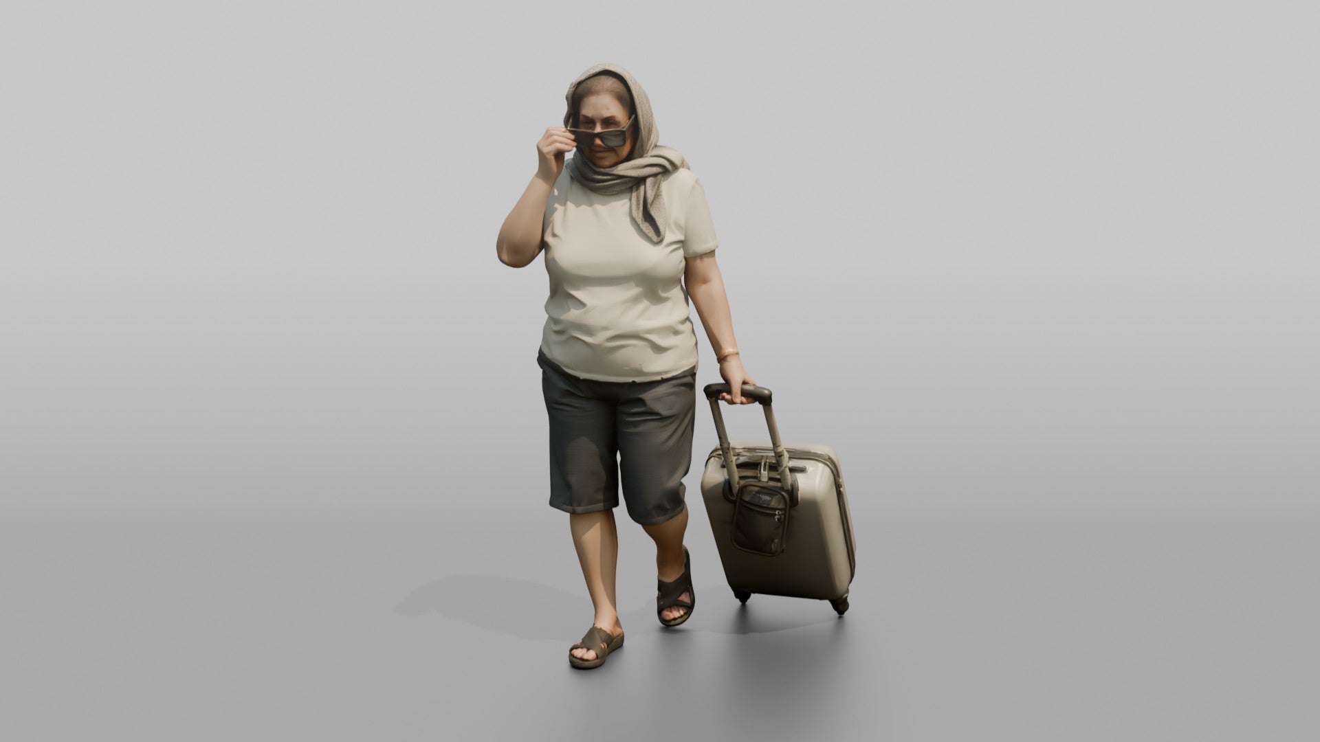 Traveler Putting On Sunglasses In Terminal