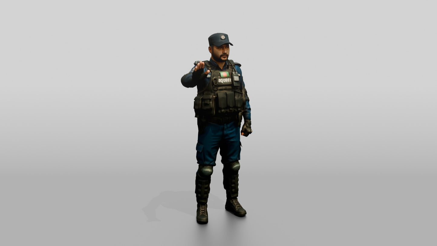 Riot Police Officer Gesturing Stop