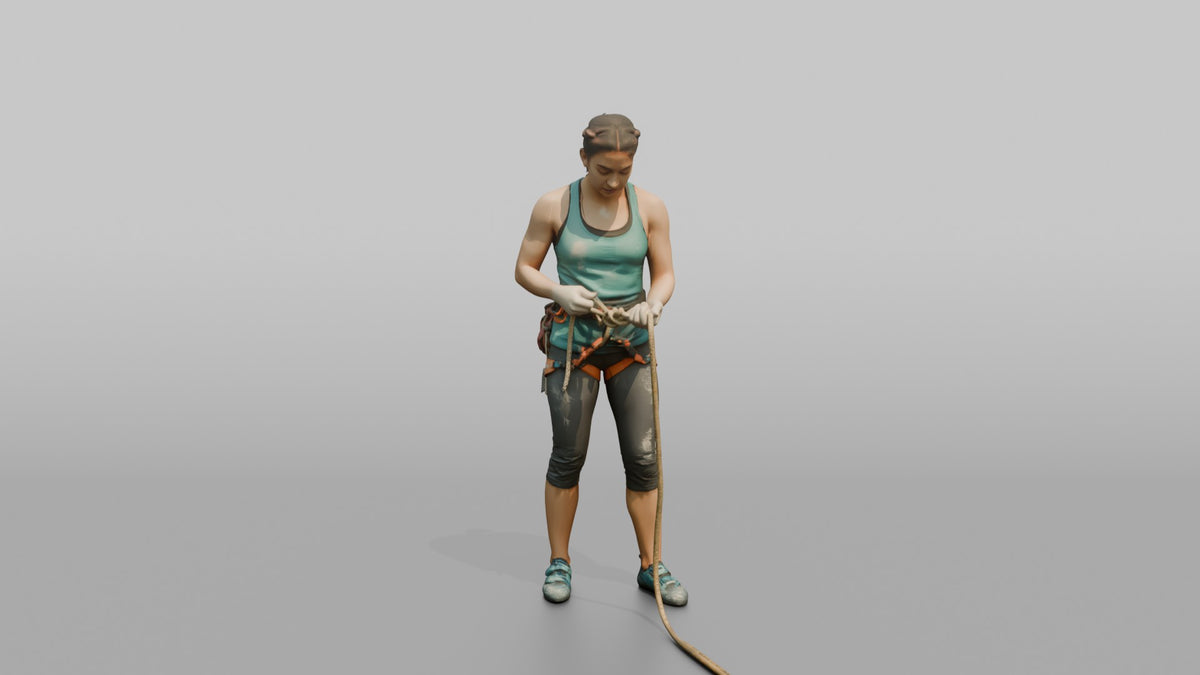 Climber Tying a Figure-Eight Knot - 3D character model, view 4