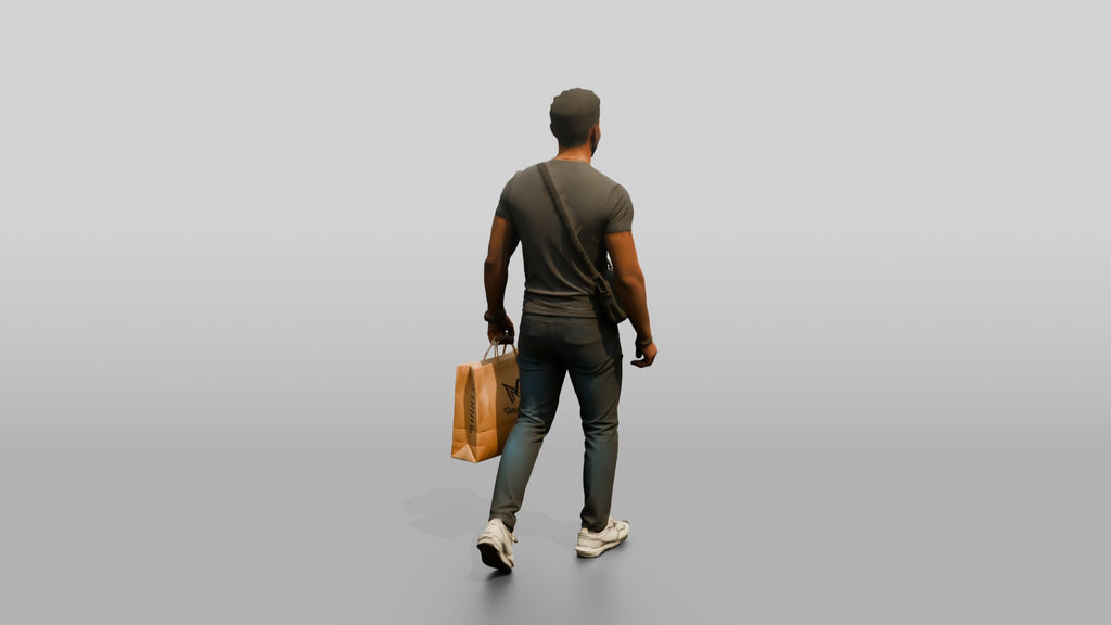 Athletic Young Egyptian Man Holding a Shopping Bag