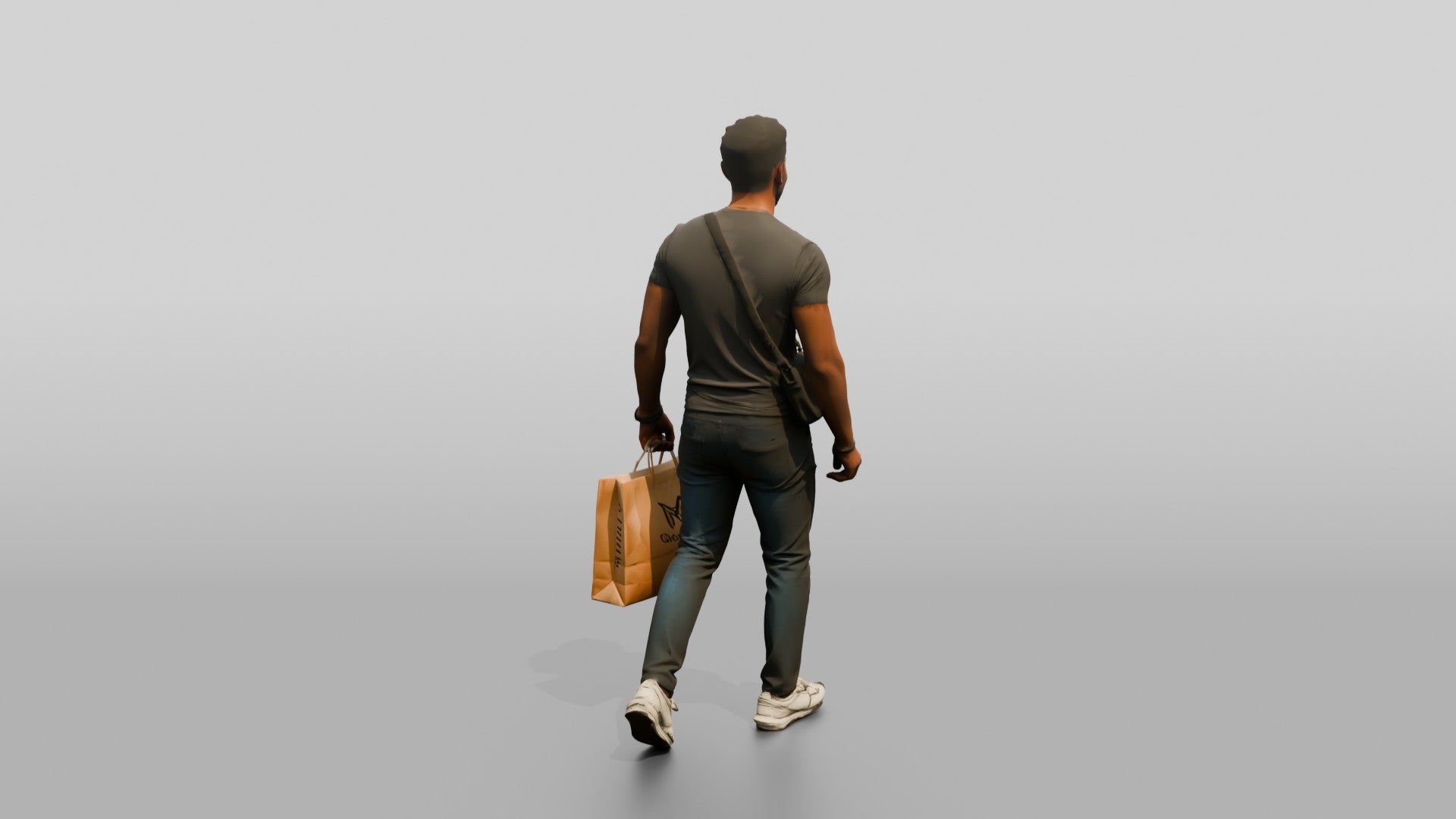 Athletic Young Egyptian Man Holding a Shopping Bag