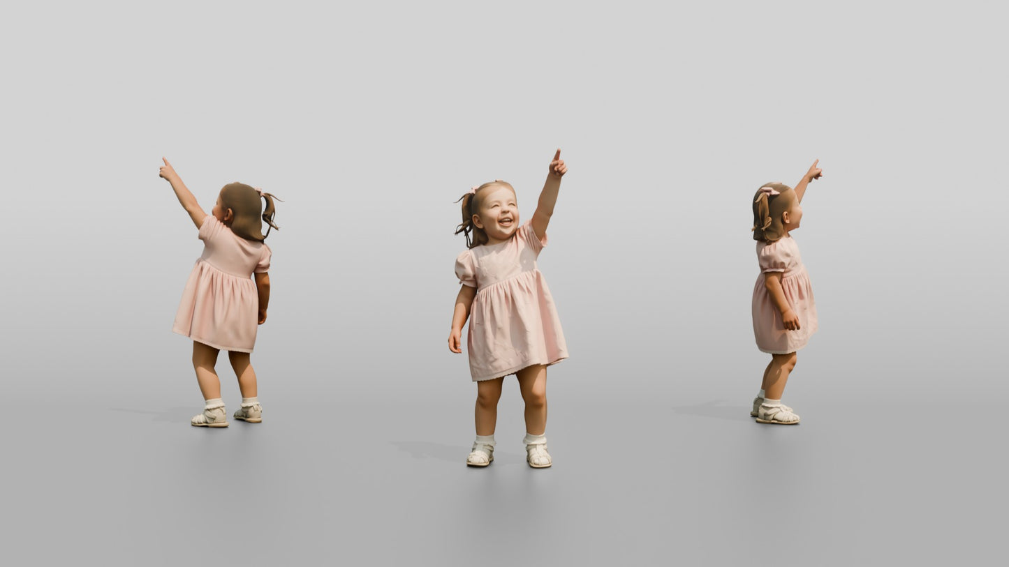 Toddler Maltese Girl Pointing Up in Excitement