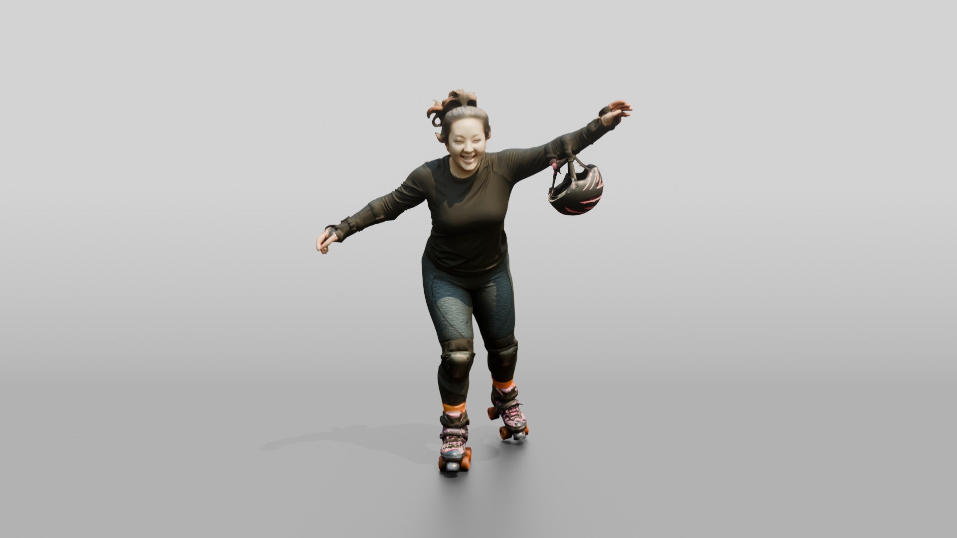 Chinese Woman Rollerskating