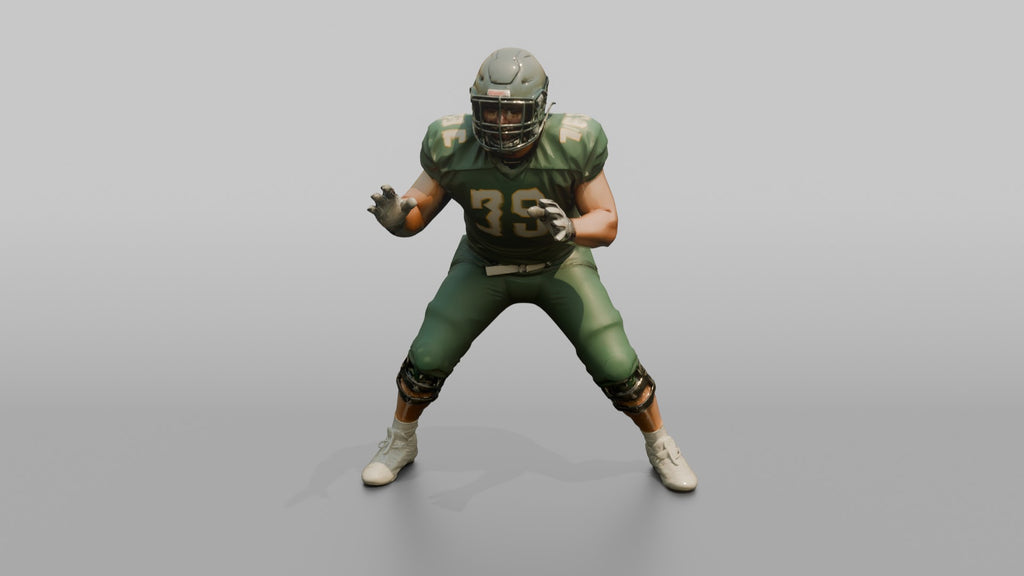 Offensive Lineman Setting His Feet in Protection