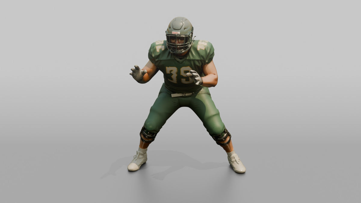Offensive Lineman Setting His Feet in Protection - 3D character model, view 5