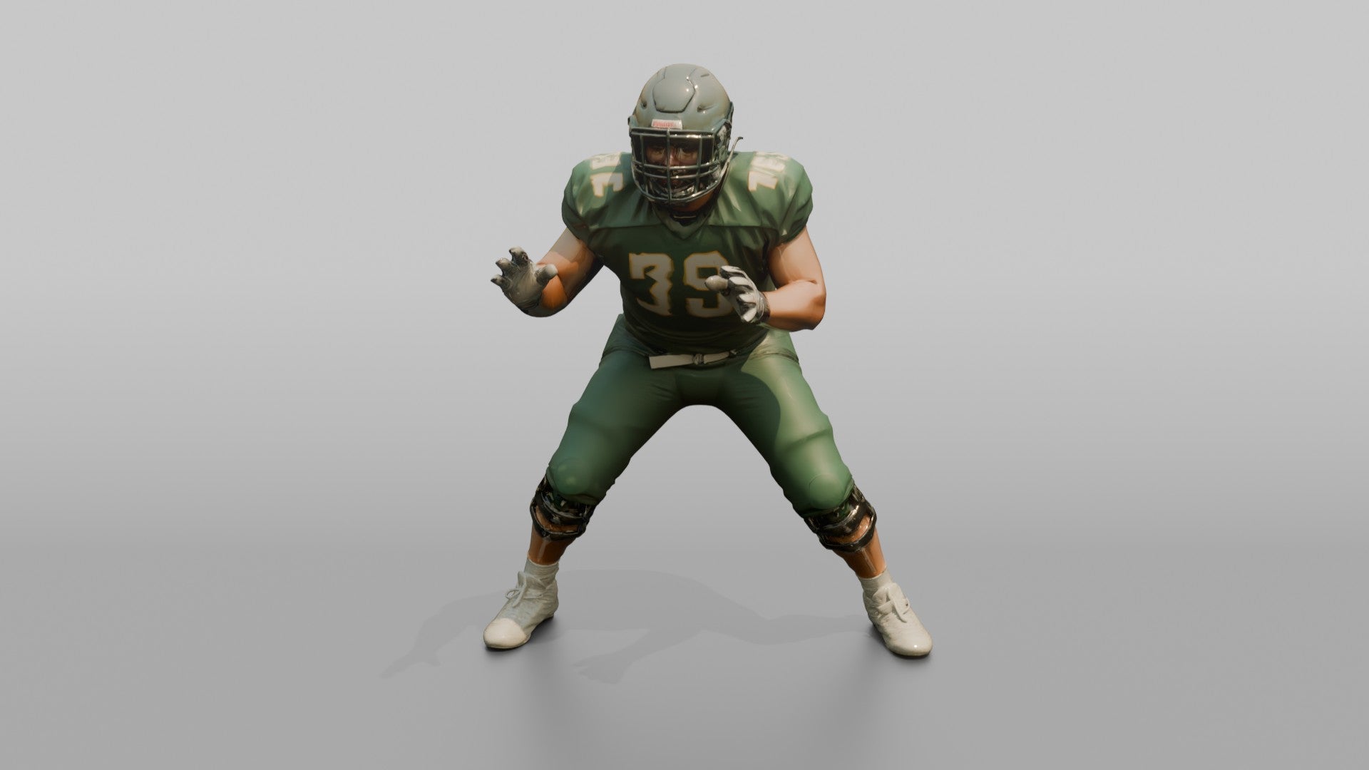 Offensive Lineman Setting His Feet in Protection