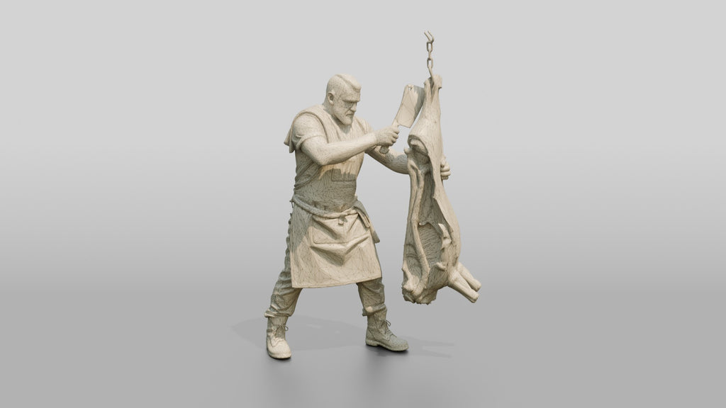 Butcher Chef Cleaving Beef