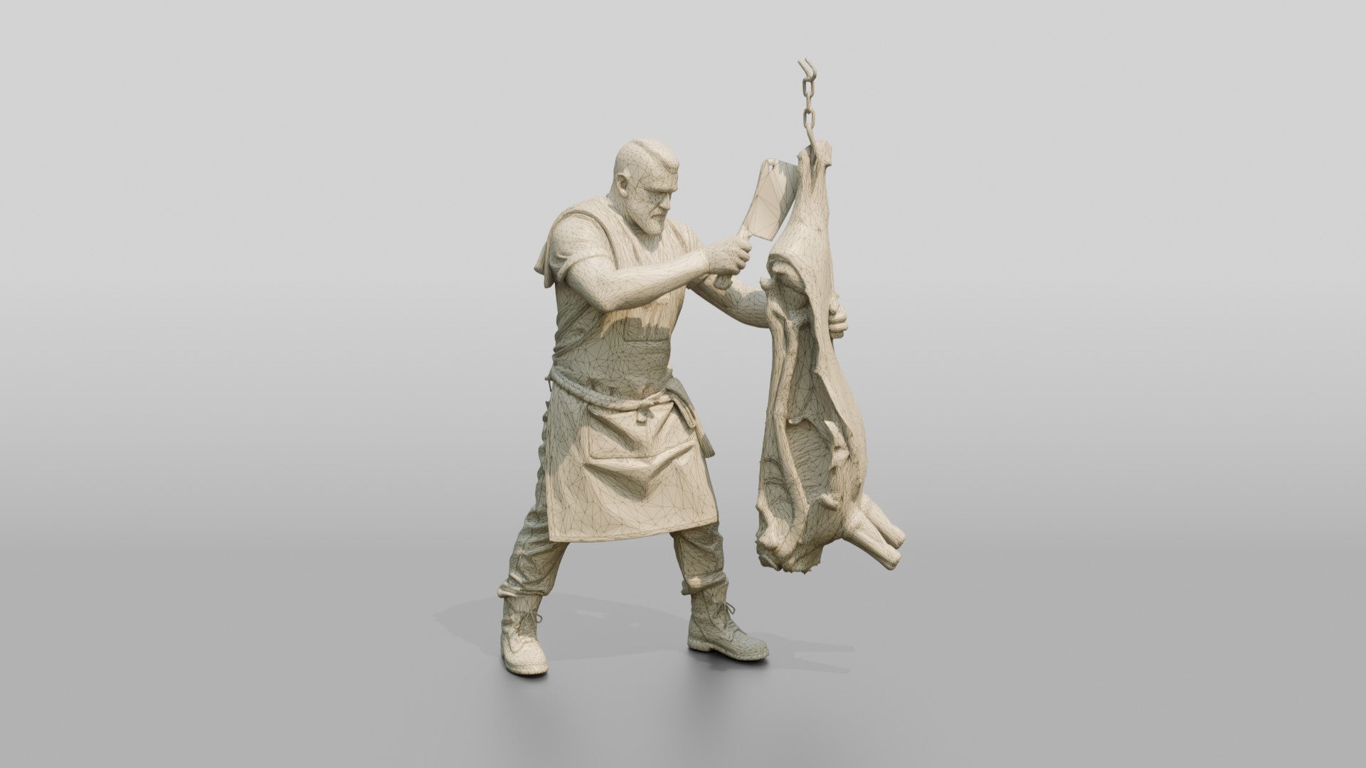 Butcher Chef Cleaving Beef