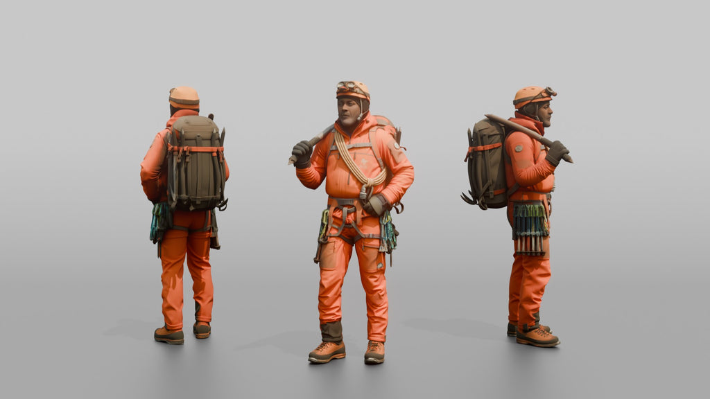 Mountaineer with an Ice Axe on His Shoulder