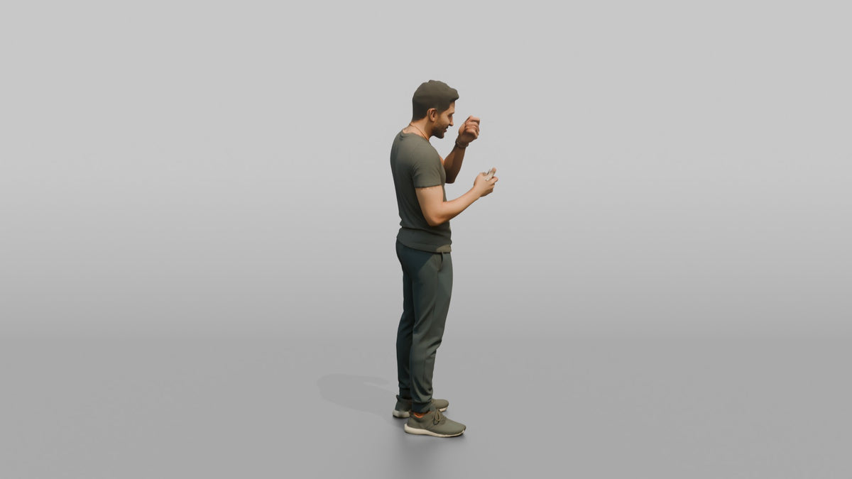 Man Customer Testing A Cologne Sample On His Wrist - 3D character model, view 3