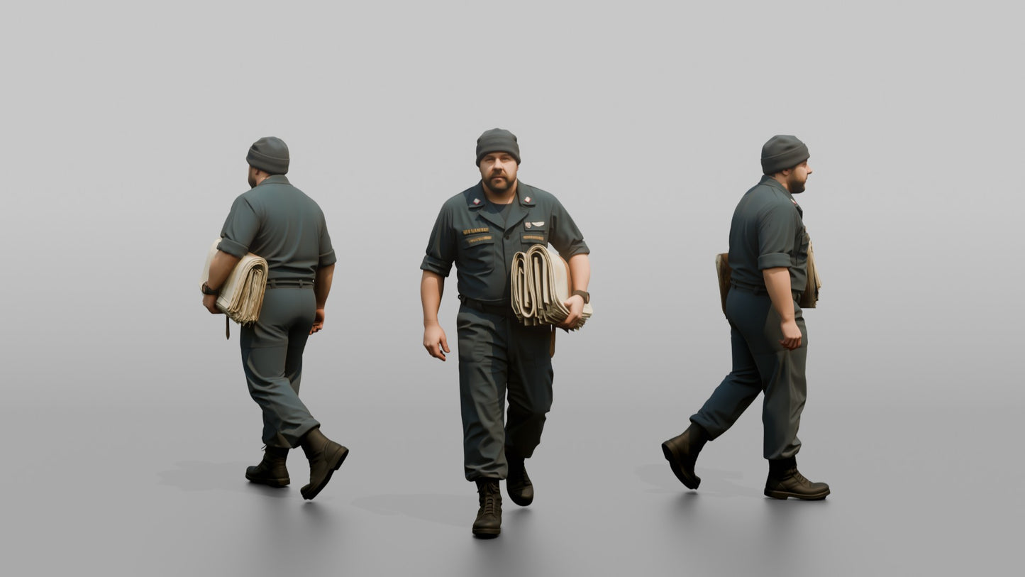 Quartermaster Carrying Navigation Charts Across the Bridge