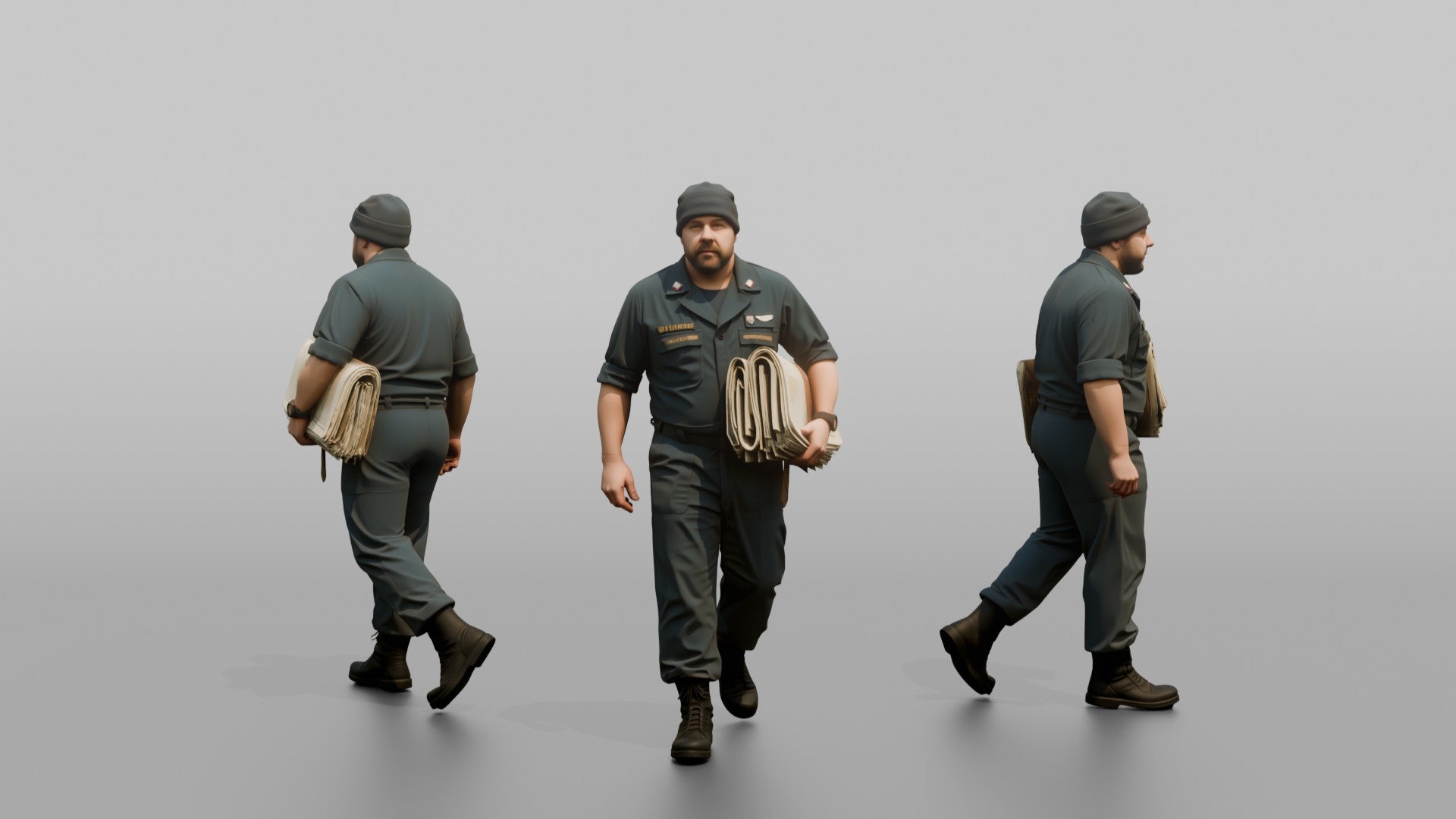 Quartermaster Carrying Navigation Charts Across the Bridge