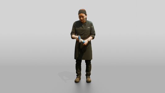 Line Cook Searing Tuna with a Blowtorch - 3D character model, view 1