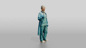 Older White Woman Doctor Giving Thumbs Up - 3D character model, view 1