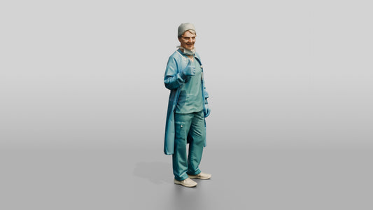 Older White Woman Doctor Giving Thumbs Up - 3D character model, view 1