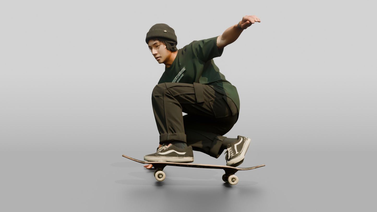 Skateboarder Man Performing Ollie