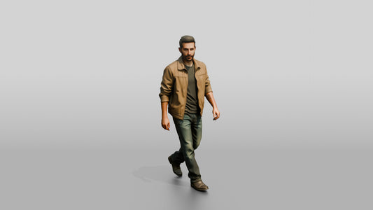 Middle Eastern Male Walking - 3D character model, view 1