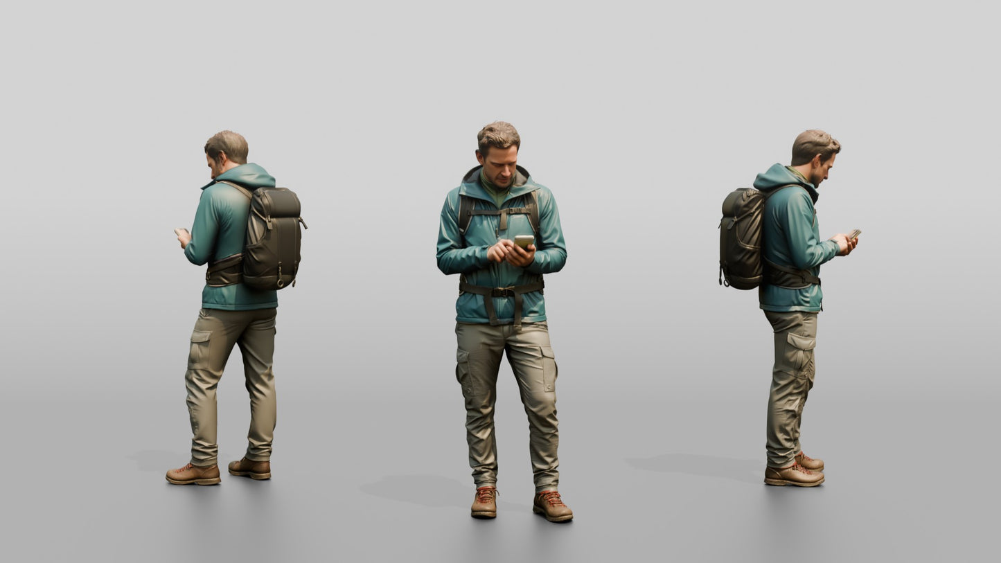 Man Checking Hiking Trail Map
