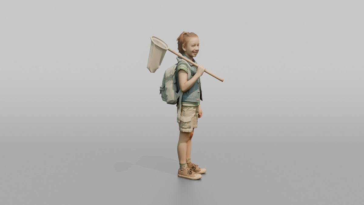 Daughter Carrying A Butterfly Net Over One Shoulder - 3D character model