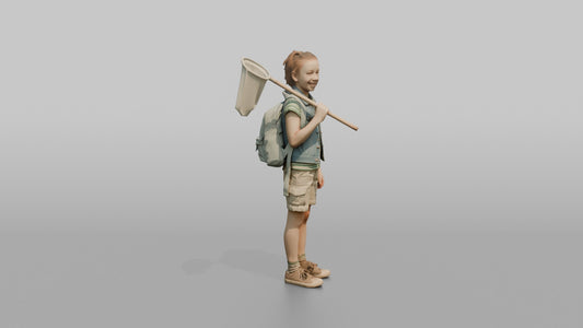 Daughter Carrying A Butterfly Net Over One Shoulder - 3D character model