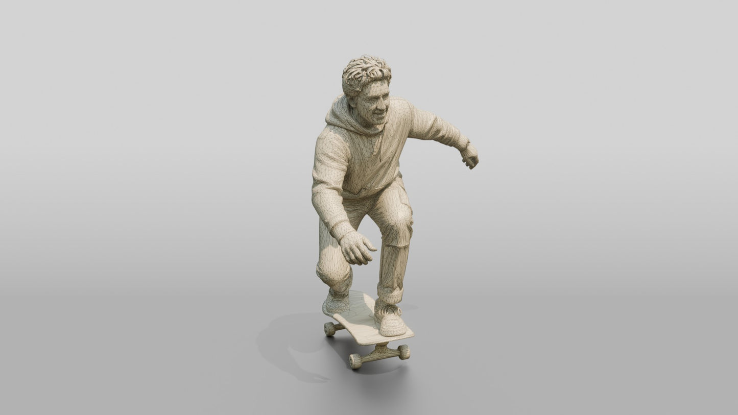 Man Riding Skateboard Crouching