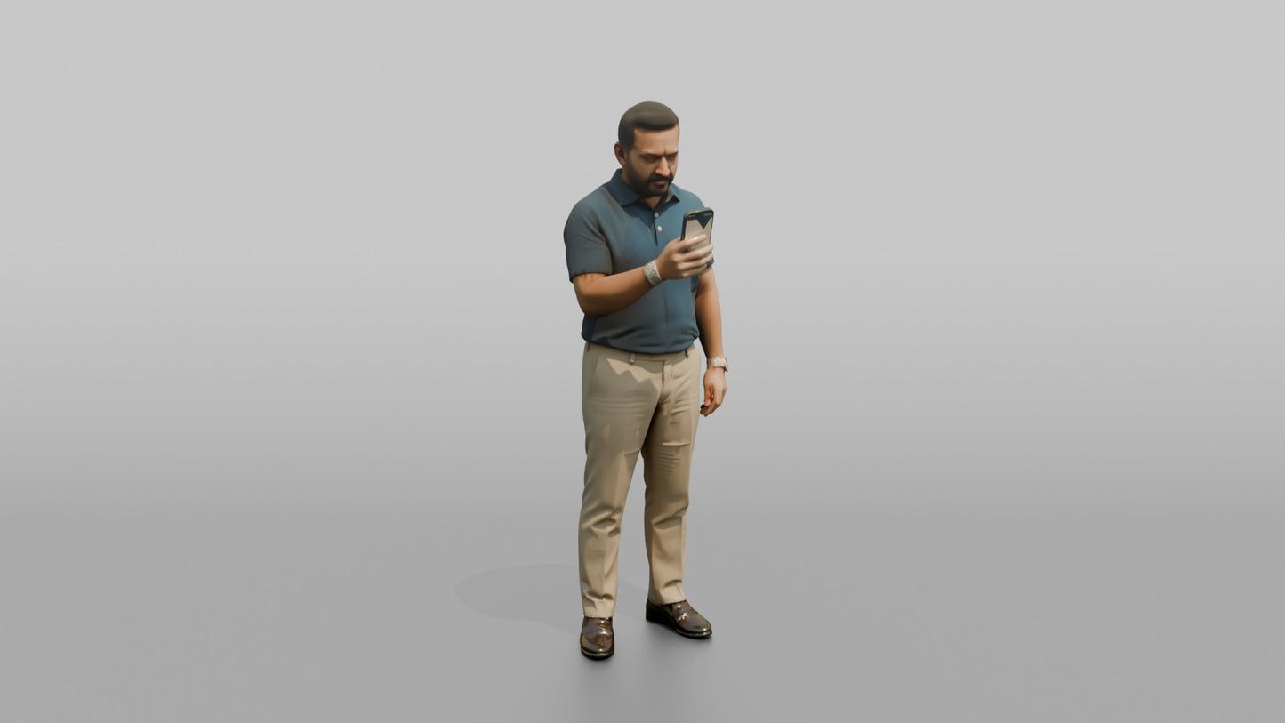 Vacationer Wearing Smart Casual Linen Polo And Trousers