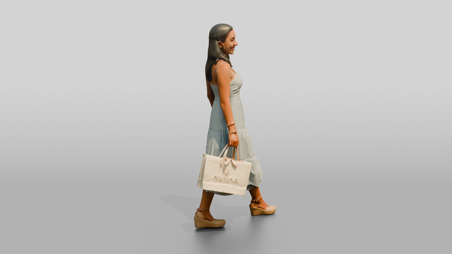 Petite Portuguese Young Woman Holding a Shopping Bag