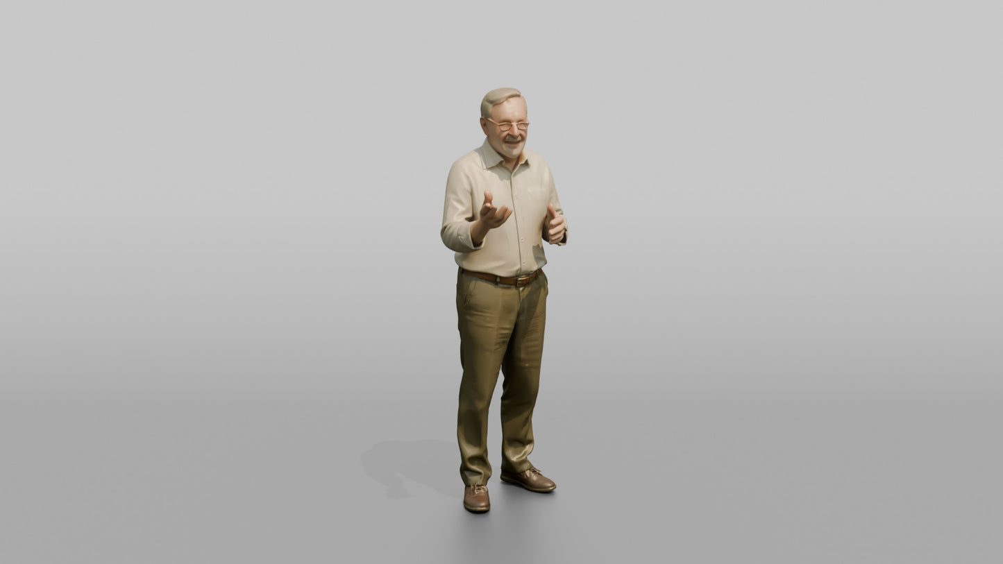 European Grandfather Standing and Chatting