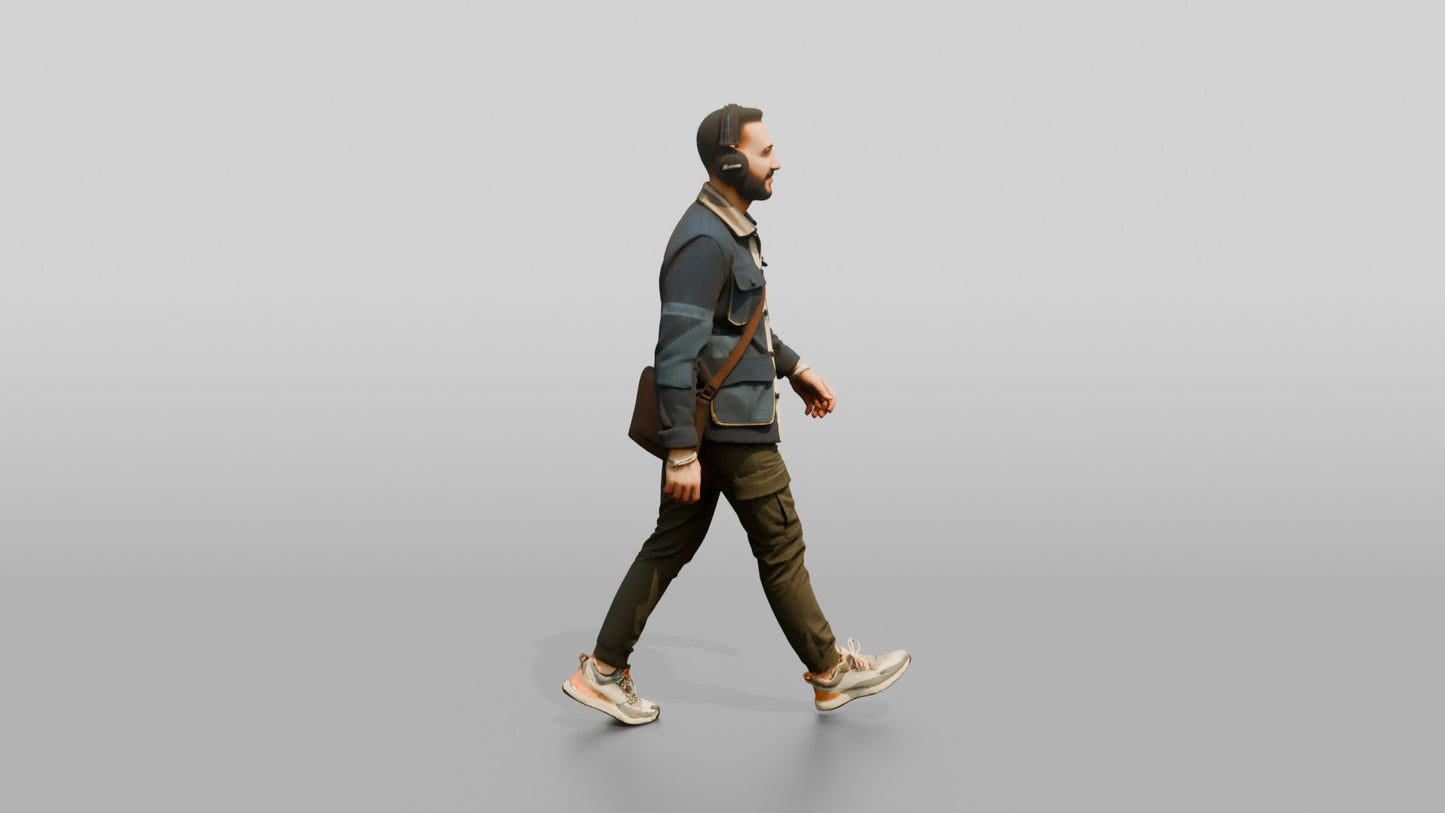 Commuter Walking with Headphones