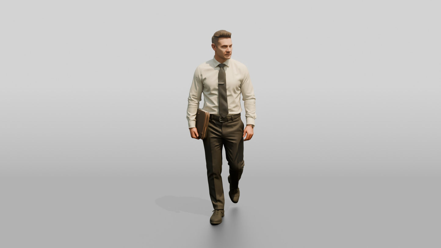 Businessman Walking Down the Hallway