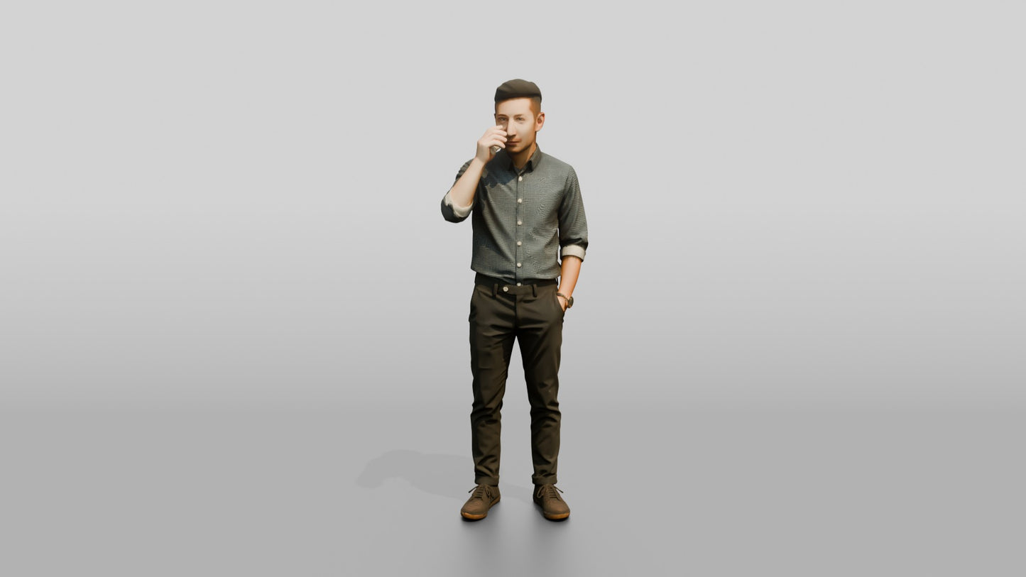 Man Drinking Coffee at Reception