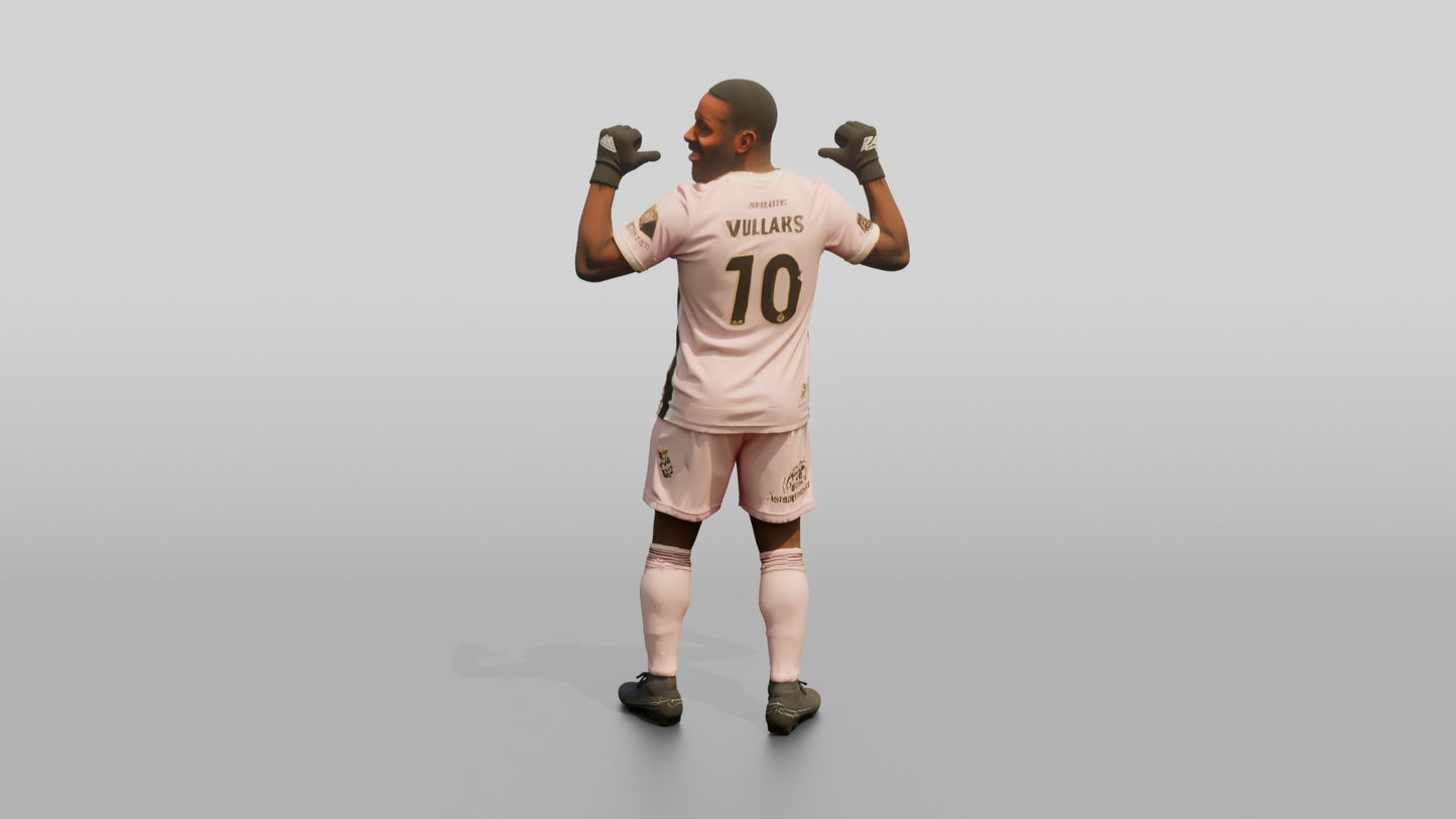 Soccer Player Pointing to Jersey Name