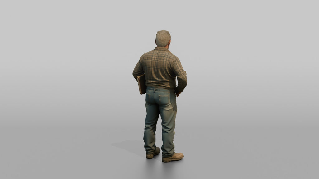 Farmer Standing Hands On Hips Holding Leather