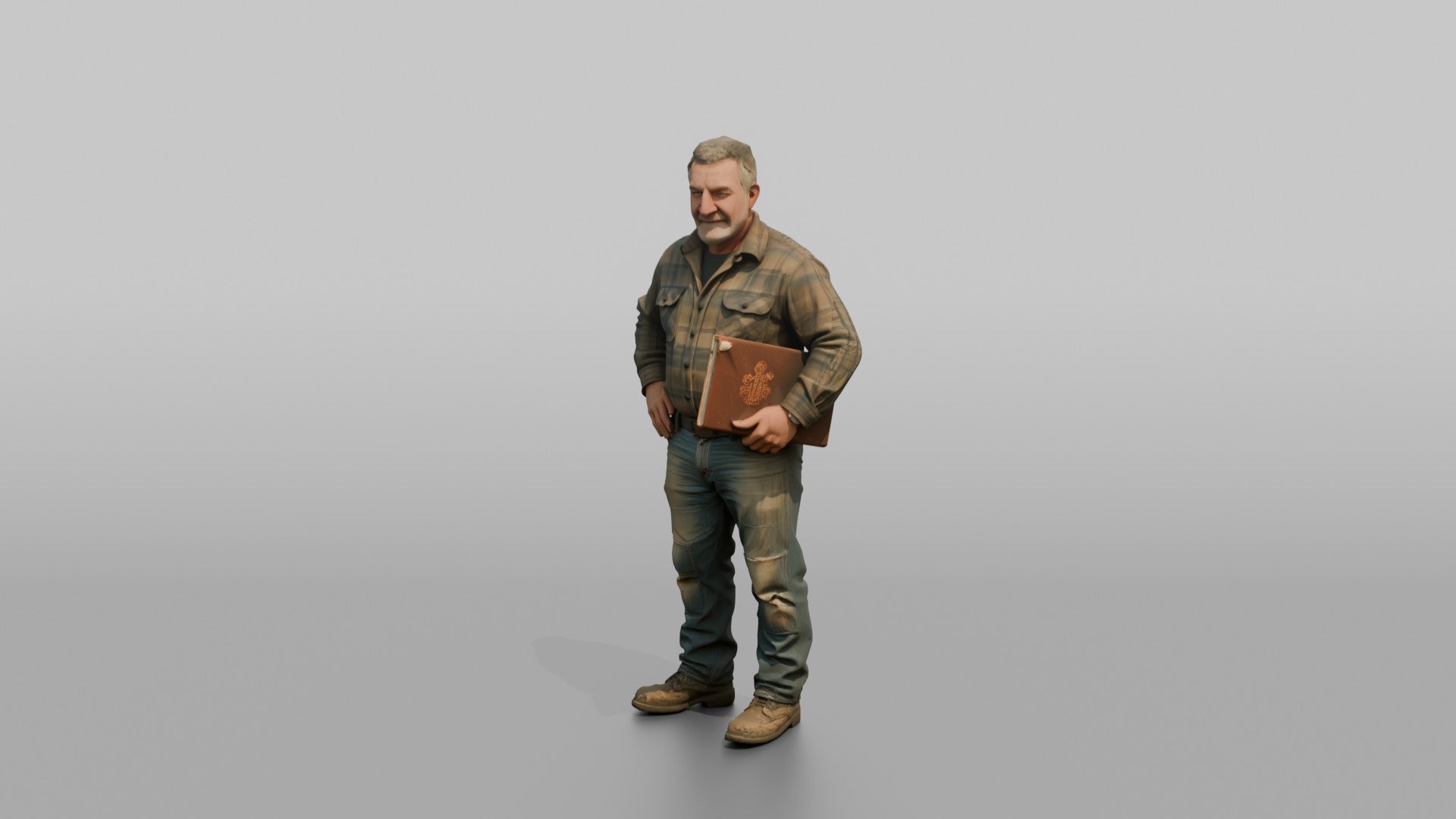Farmer Standing Hands On Hips Holding Leather